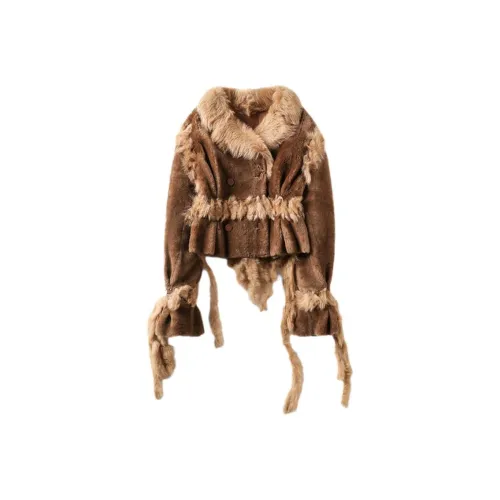 MINNANHUI Мех Женский Светло-Коричневый