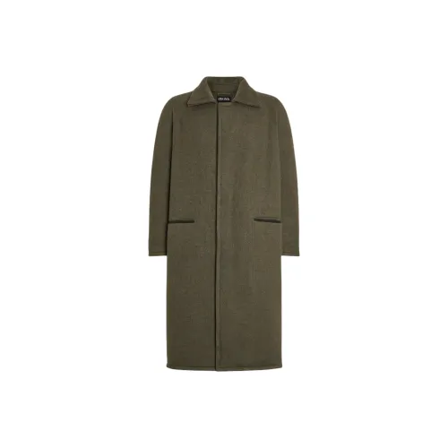 Zegna FW24 Пальто Женское Армейский Зеленый