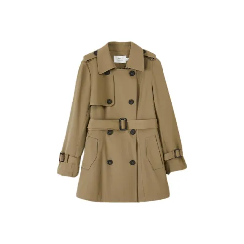 Mo Han Yi Mei Тренчкот Женский Темный Хаки