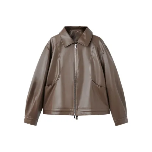TKY SHOP Кофе Женские Кожаные Куртки