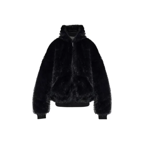 Balenciaga FW24 Velvet Feel Пальто Стандартный крой Женское Черное