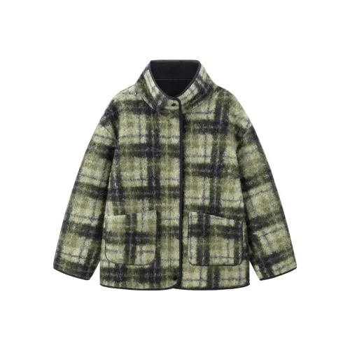 【Dme】 Бархат Feel Пальто Женское Зеленая Клетка