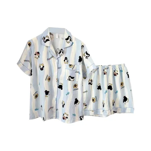 MEIJIAO Синий Пингвин Женские Пижамные Комплекты