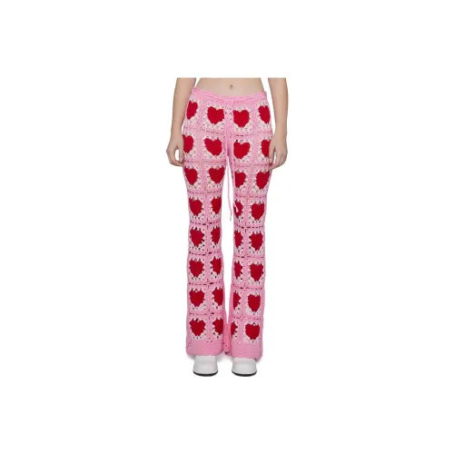 Dolls Kill Sugar Thrillz Heartfelt Crochet Pants Casual Pants Women's Pink Pink