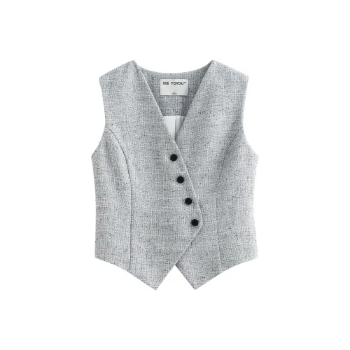 Initial Language Жилет Женский Светло-Серый Белый