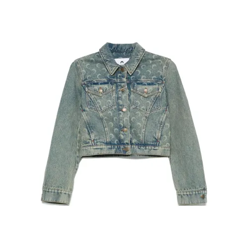 Marine Serre FW24 Denim Jacket Women's Blue Marine Serre FW24 Деним Куртка Женская Синяя