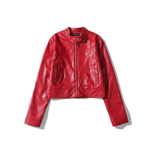 JOLLIGHT Кожа Куртка Женская Красная