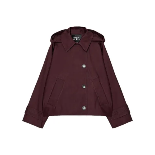 ZARA Collaboration ZW Series Тренчкот Женские Бордовый