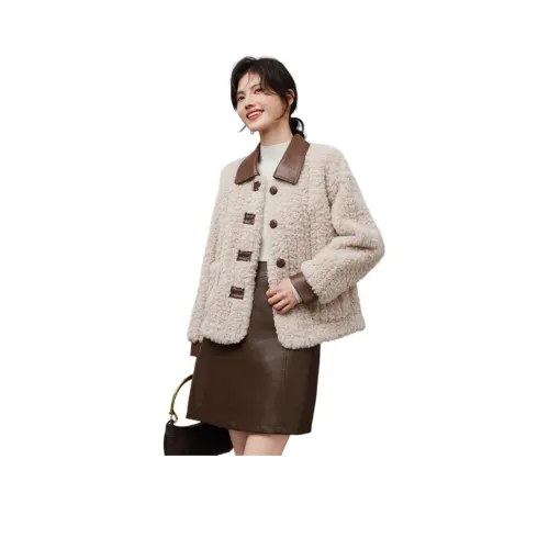 XINFEIYU Вельвет Feel Куртка Женская Бежевая