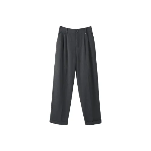 Fstudio Осенний Зимний Корейский стиль HIGH RISE Мода Универсальный Повседневные Штаны Женские Серый