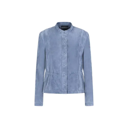 EMPORIO ARMANI Кожа Куртка Женская Синяя