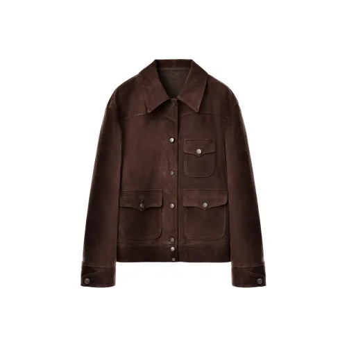 SINBOS Кожа Куртка Женская Персиковое дерево Кофе