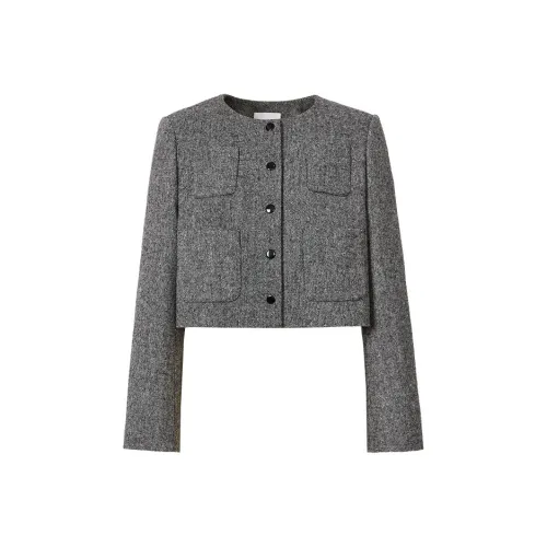 Hopeshow Cropped Coat Women's Black Gray Хопешоу Укороченное Пальто Женское Черное Серое