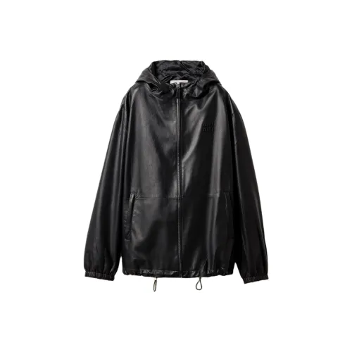 MIU MIU Кожа Куртка Женская Черная