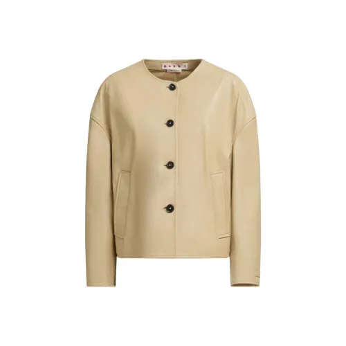 MARNI Кожа Куртка Женская Бежевая