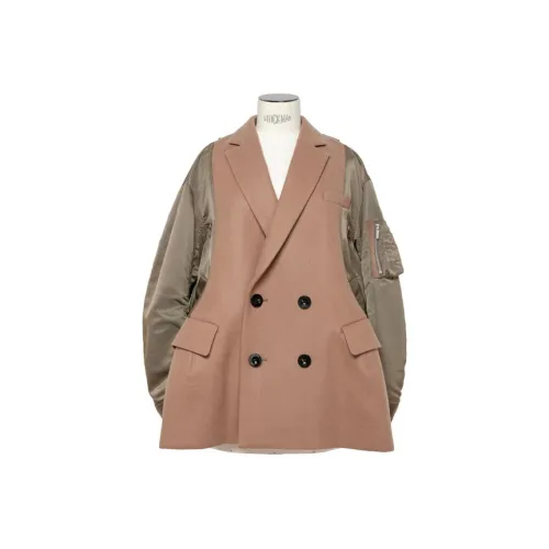 Sacai совместный бренд FW24 Хлопковый пуховик женский Бежевый Хаки