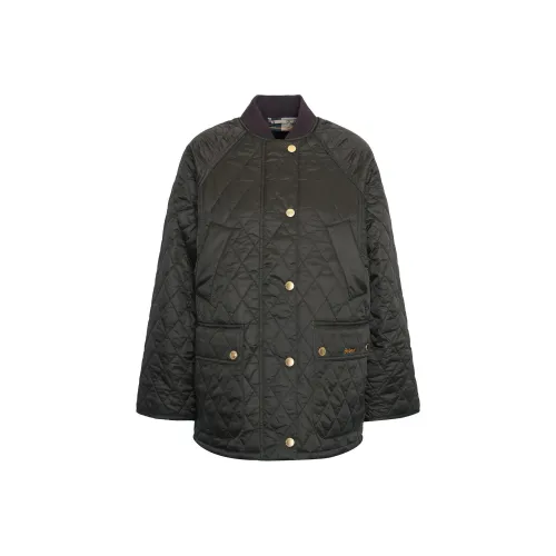 BARBOUR Хлопковый пуховик женский оливково-зеленый
