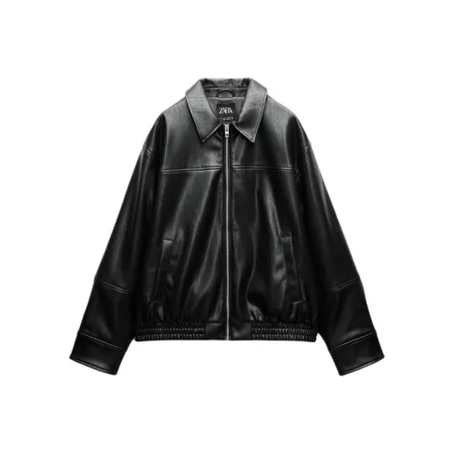 ZARA Trf Черные Женские Кожаные Куртки