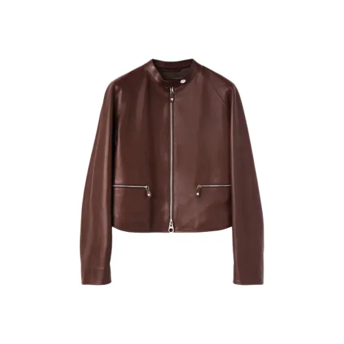 Loro Piana кожаная куртка женская темно-бордовый цвет