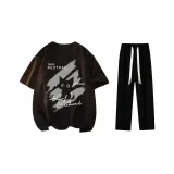 Комплект одежды (Черная футболка + Черные повседневные штаны)