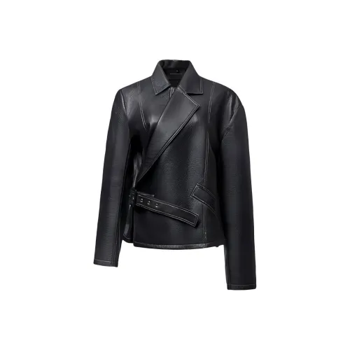 MINNANHUI Кожа Куртка Женская Черная