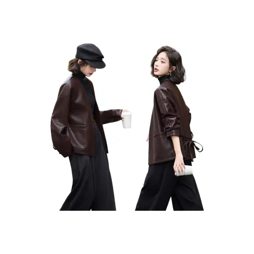 Aoaifu SS25 Кожа Куртка Унисекс