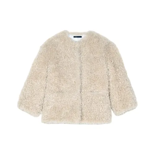 Maje Вельвет Feel Пальто Женское Бежевый Желтый