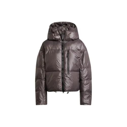 Adidas x Stella McCartney Хлопковый пуховик женский цвет угольно-серый