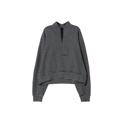 SOON FLOWER Свитшот Женский Черный Серый Полосы