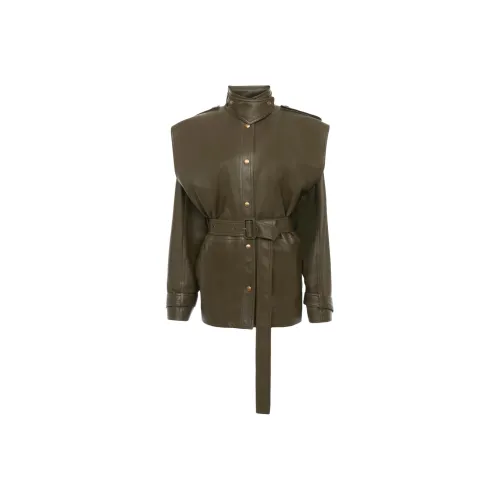 Chloe FW24 Кожа Куртка Женская Миндально-Коричневый