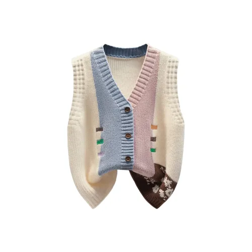 Cypress House Жилет Женские Бежевый Розовый и Синий