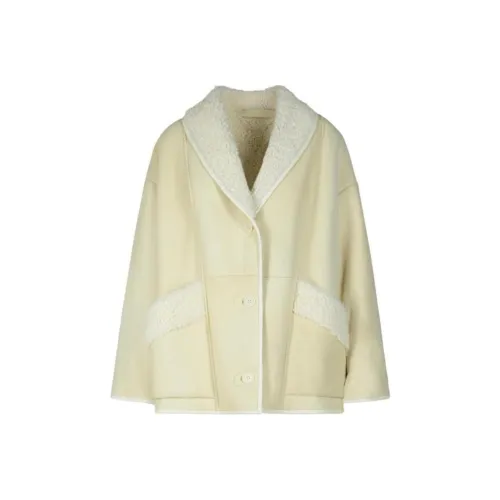 SALVATORE SANTORO Кожа Куртка Женская Айвори