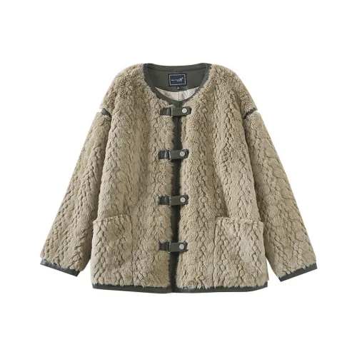 OUNIXUE Velvet Feel Пальто Женское Светлый Чай