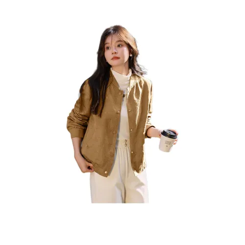 Mo Han Yi Mei Бейсбольная куртка Женская Зеленый кофейный