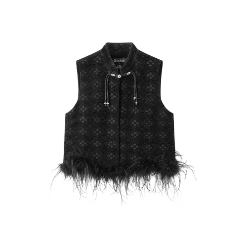 PEACEBIRD Tai Ping Bird x Suzhou Museum Collaboration Series Женский черный жилет