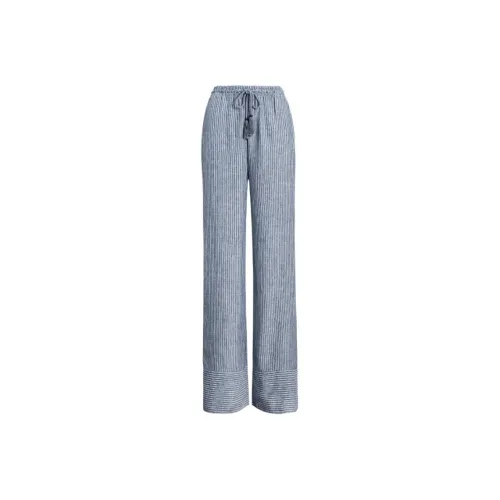 LAUREN RALPH LAUREN Полоска Linen Wide Leg Pants Casual Pants Women's Blue