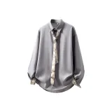 7974 Серый с длинным рукавом (с хаки галстуком)