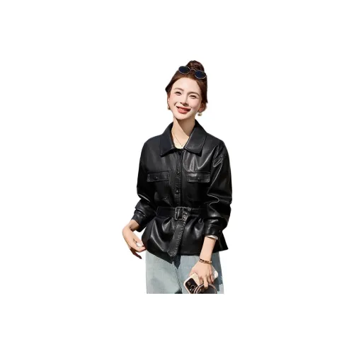 Yi Mengyuan Кожа Куртка Женская