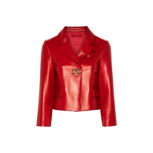 Valentino Кожа Куртка Женская Красная
