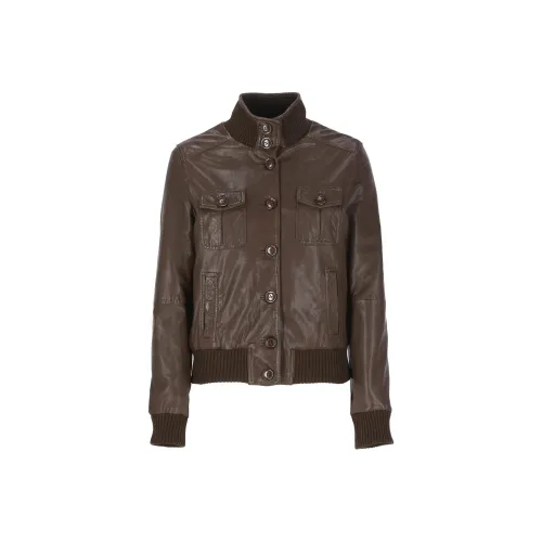 BALLY Кожа Куртка Женская Коричневая