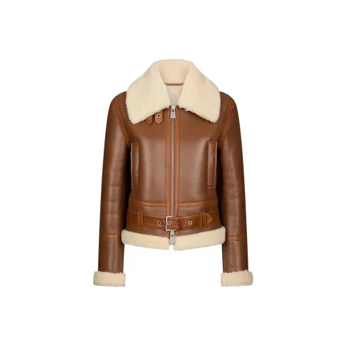 Dondup FW24 Кожа Куртка Женская Коричневая