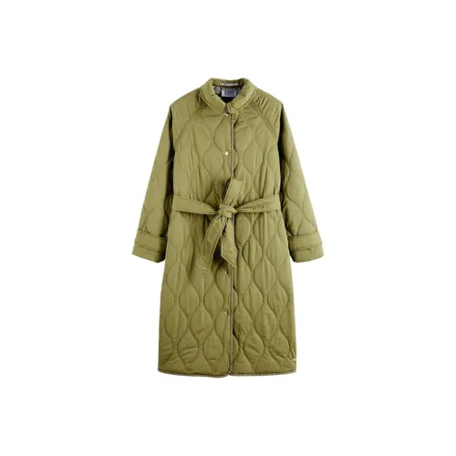 Scotch Soda Хлопковый пуховик женский армейский зеленый