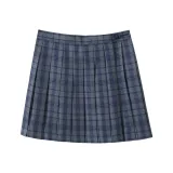 Голубо-серый, полосы, клетчатая юбка