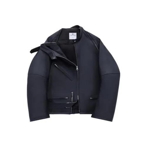 COURREGES SS24 MODULAR GRAINED Кожа Байкерская куртка Кожа Куртка Женская Черный Черный