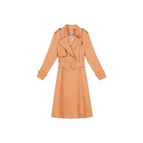 BBLLUUEE Тренчкот Женские Ri MU Оранжевый