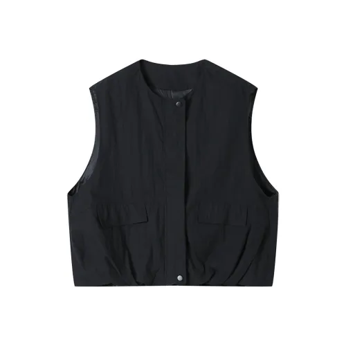 Корейский стиль Куртка Жилет Женские Черный