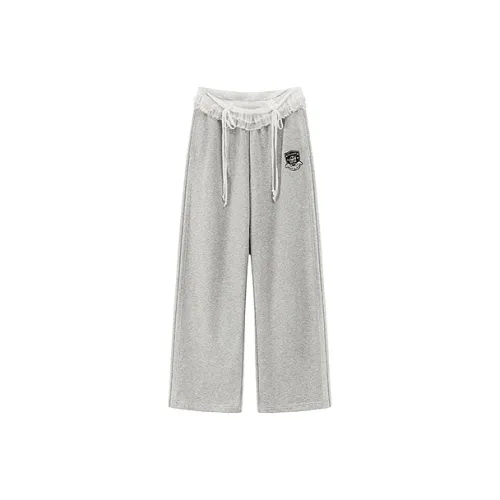 CHUU Повседневные брюки Женские Светлый Фотиния Серый