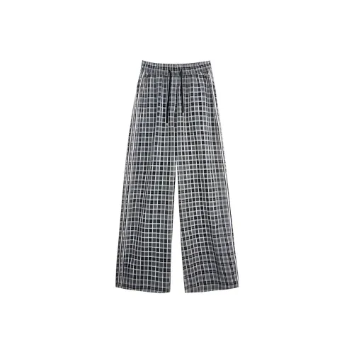 HERLAND Повседневные брюки Женские Синий Серый Клетка