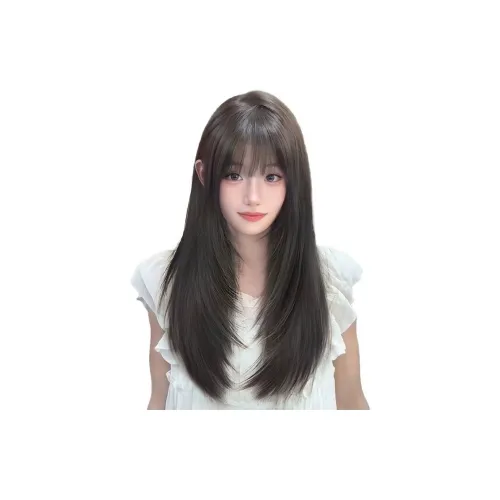 FYOSEE Перука PIECES Без сетки Черная Длинная Прямая с Премиум Объемом и Рекомендуемая Длина