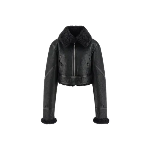Ferragamo FW24 Кожа Куртка Женская Черная